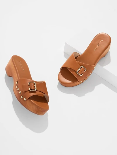 Winni Vachetta Wood Clog Sandals