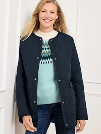 Quilted Collarless Coat