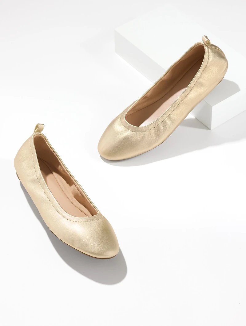 Vera Metallic Nappa Ballet Flats
