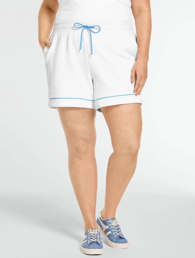 Diamond Jacquard Pull-On Shorts - Piped