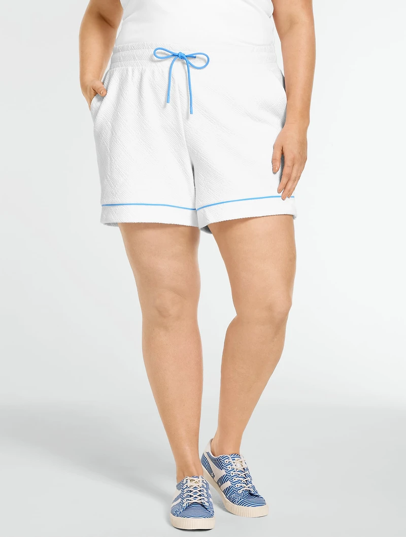 Diamond Jacquard Pull-On Shorts - Piped