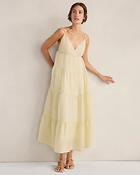 Ramie Blend Tiered Maxi Dress