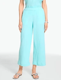 Cotton Gauze Straight Crop Pull-On Pants