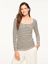 Ribbed Square Neck Tee - Wimbledon Stripe