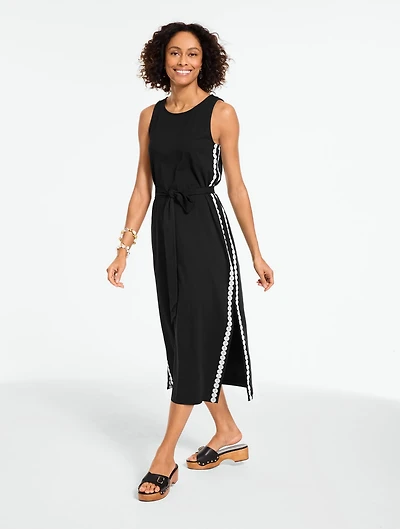 Embroidered Jersey Knit Midi Dress