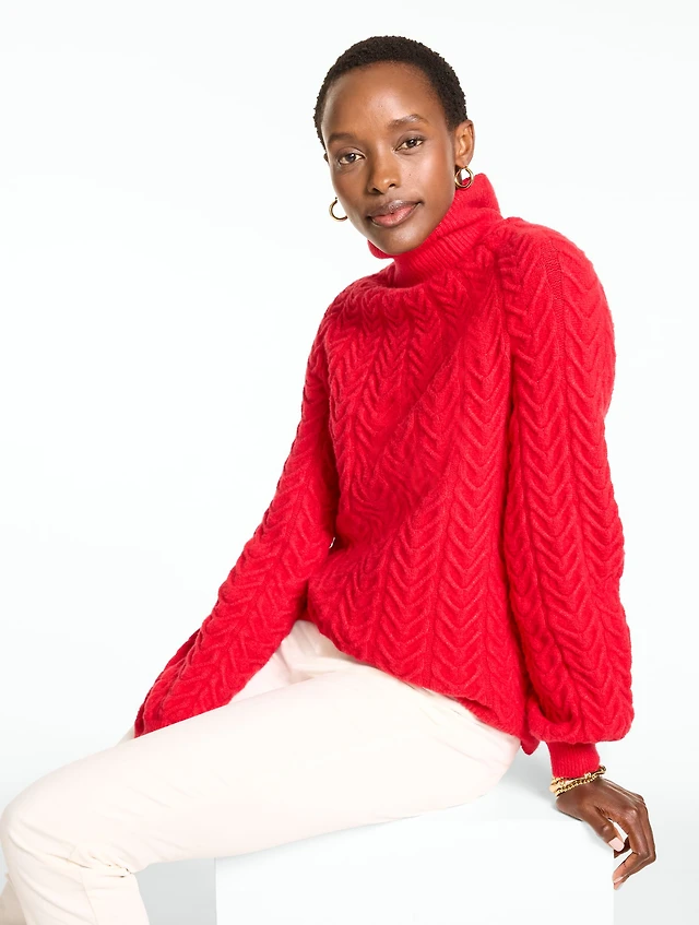 Cable Knit Mockneck Sweater