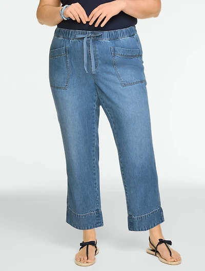 Straight Crop Pull-On Jeans - Sedona Wash