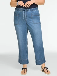 Straight Crop Pull-On Jeans - Sedona Wash