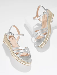 Pamela Metallic Nappa Wedge Sandals