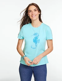 Short Sleeve Crewneck Tee  - Seahorse