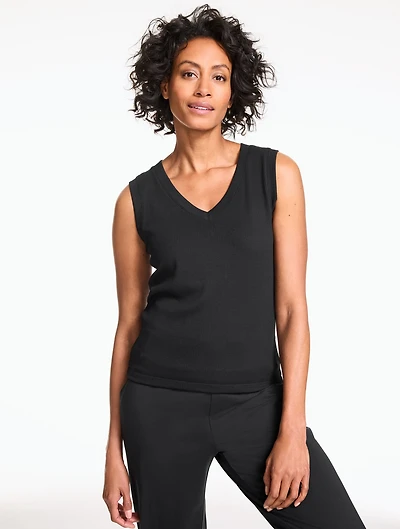Draped V-Neck Ribbed Tank
