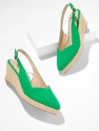 Vivi Slingback Espadrille Wedges - Daisy Eyelet