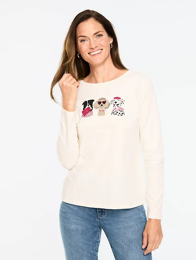 Long Sleeve Crewneck Tee - Lovely Dogs