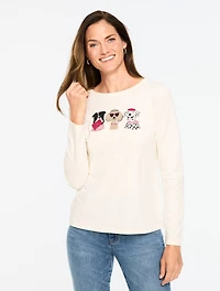 Long Sleeve Crewneck Tee - Lovely Dogs