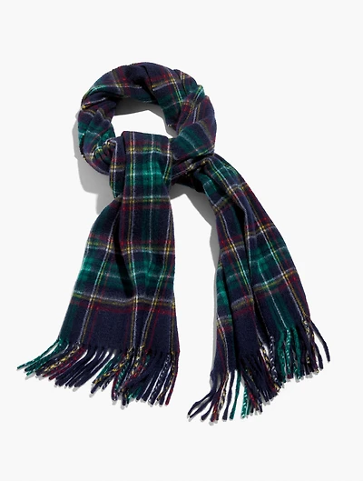 Cashmere Waterweave Scarf - Midnight Plaid