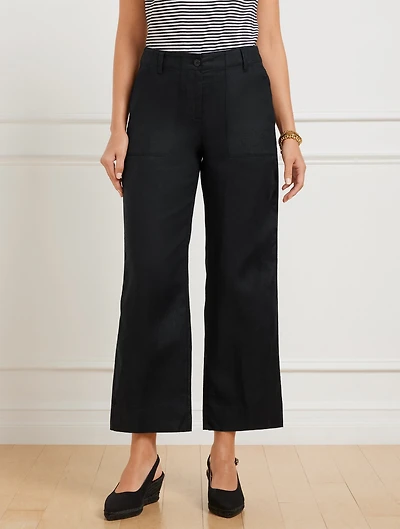 Straight Ankle Washed Linen Pants