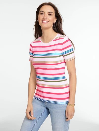 Pima Short Sleeve Crewneck Tee - Keepsake Stripe