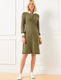 Tipped Half-Zip Sweater Dress