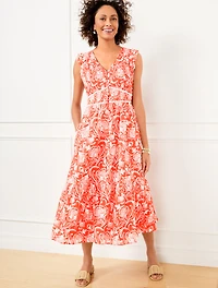 Smocked Fit & Flare Dress - Distressed Jacobean