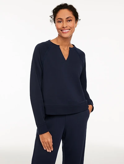 Cozy Fleece Sweatshirt - Picot Trim