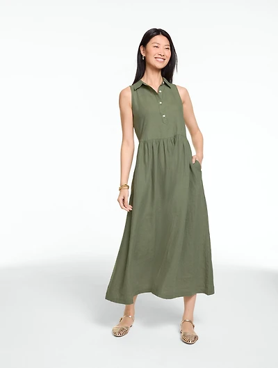 Sleeveless Linen Shirtdress