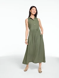 Sleeveless Linen Shirtdress