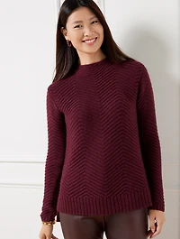 Texture Stitch Mockneck Sweater - Metallic