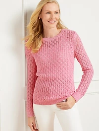 Pointelle Marl Crewneck Sweater