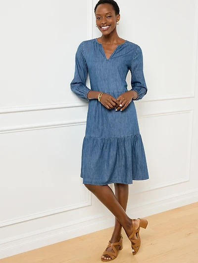 Tiered Denim Dress