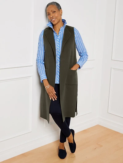 Double-Faced Wool Blend Vest Topper