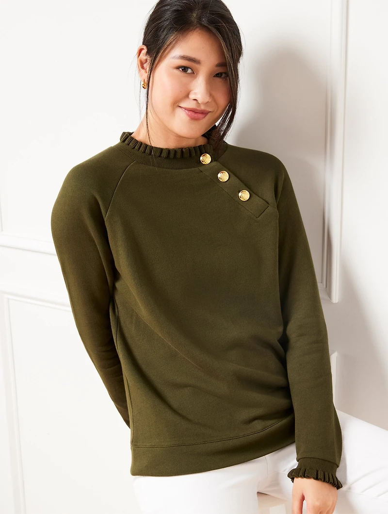 Ruffle Trim Raglan Sweatshirt
