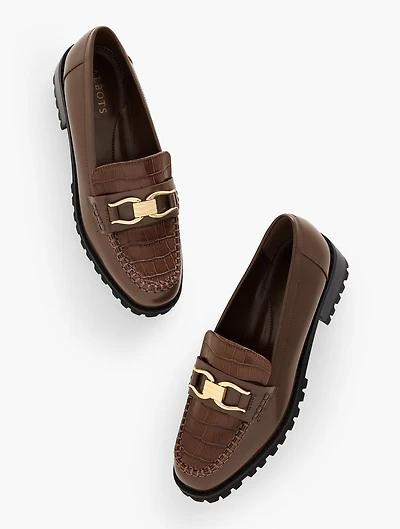 Gianna Leather Loafers - Croc Embossed