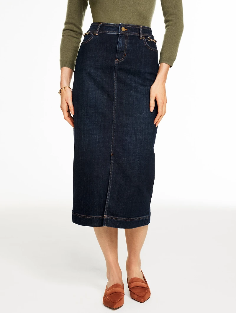 Denim Midi Skirt - Manor Wash