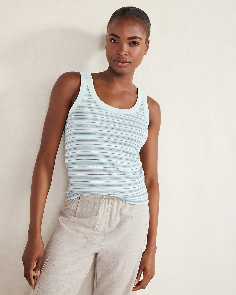 Essential Organic Cotton Striped Scoop Neck Tank