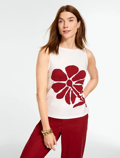 Bateau Neck Tank - Abstract Floral