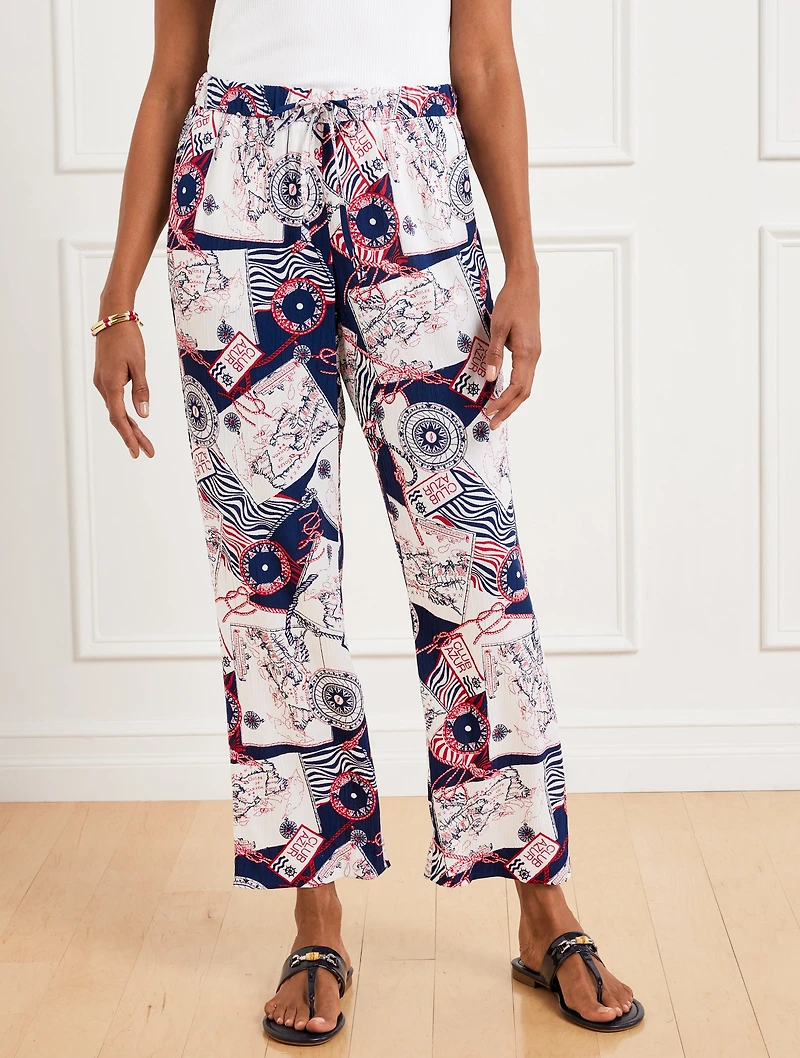 Straight Ankle Pull-On Pants - Côte d’Azur
