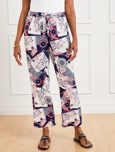Straight Ankle Pull-On Pants - Côte d’Azur