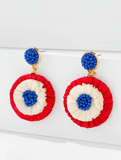 Tricolor Straw Drop Earrings