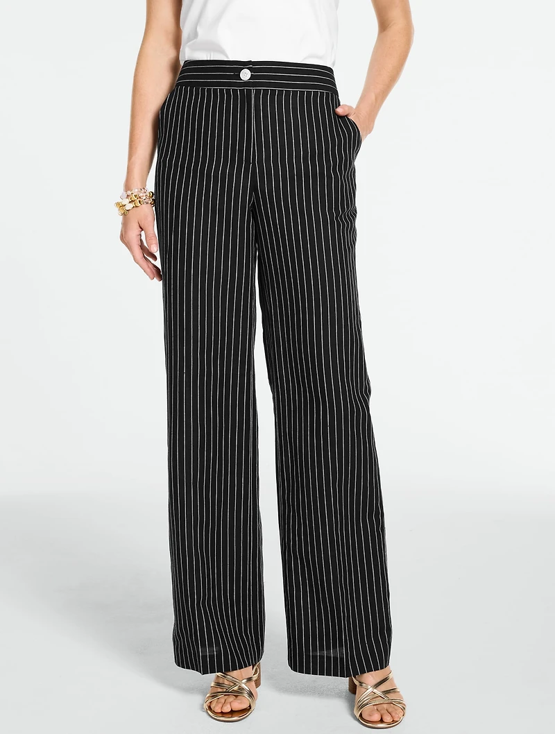 Classic Linen Wide Leg Pants - Blooming Stripe