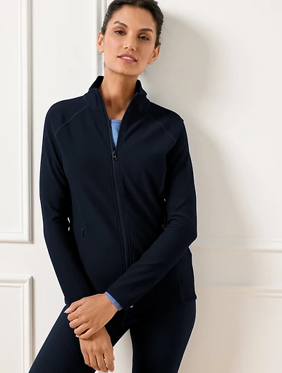 Soft Stretch Ribbed Full Zip Jacket