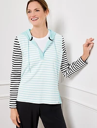 Split Neck Hoodie - Glorious Stripe