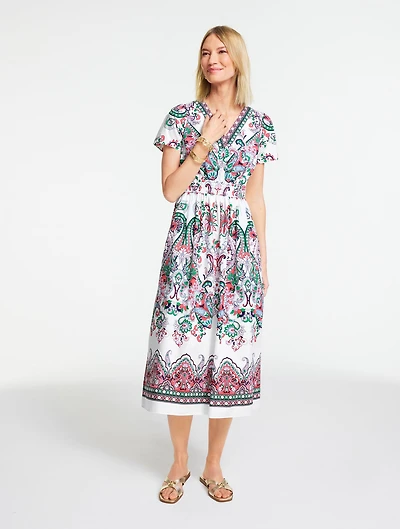 Modern Poplin Midi Dress - Jubilant Paisley