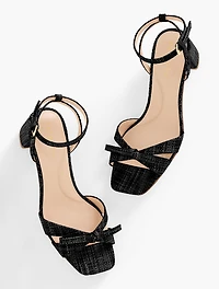 Lily Raffia Block Heel Sandals - Frayed