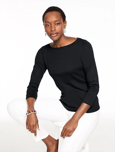 Solid Bateau Neck Tee Pima Cotton