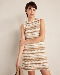 Cotton Textured Stripe Mini Dress