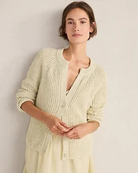 Cotton Tape Yarn V-Neck Cardigan