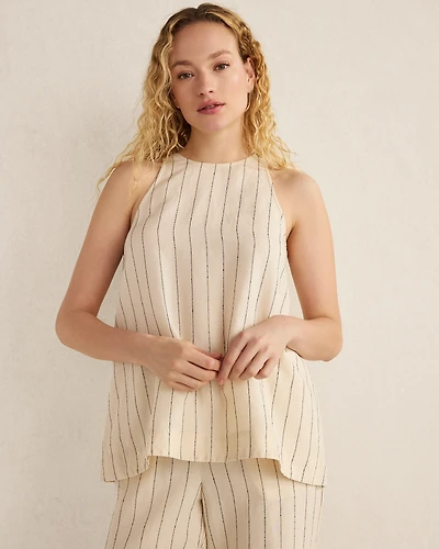 Linen Blend Dobby Stripe Top