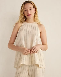 Linen Blend Dobby Stripe Top
