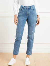 Pearl Slim Straight Ankle Jeans - Opal Wash