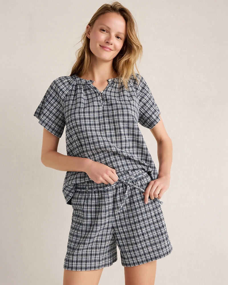 Crepe Gauze Plaid Top